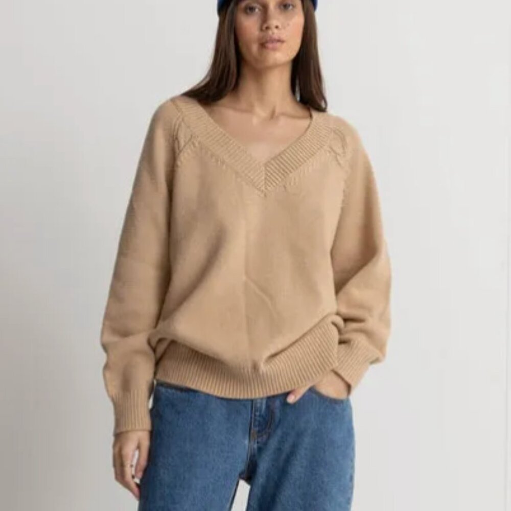 Rhythm Womens Sweater Moonstone Oversized V Neck, size S, 8 EU
